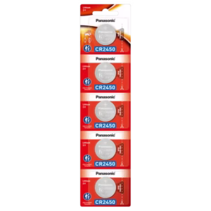 Panasonic CR2450 Lithium Coin Batteries Cell, 5-Pcs